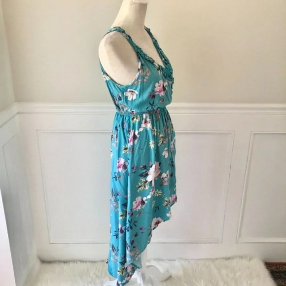 Louna High Low Floral Maxi Dress Blue Ruffle S - Picture 4 of 6